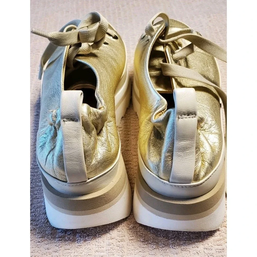 Softwaves metalic gold leather platform sneakers Soft Comfortable Laces EUR 39.5